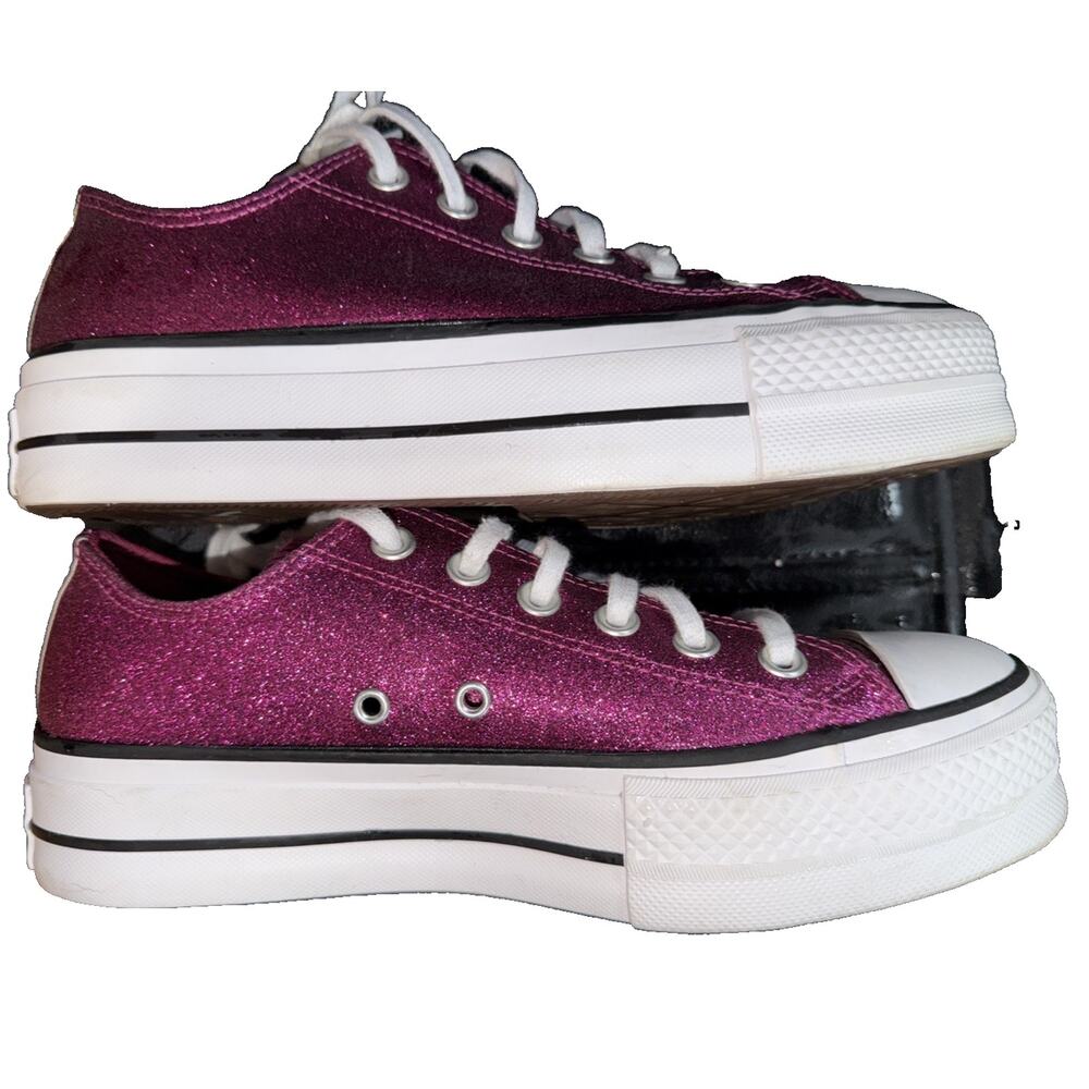 Converse Pink Glitter Platform Low Top Sneakers Women’s 8 - Picture 8 of 8